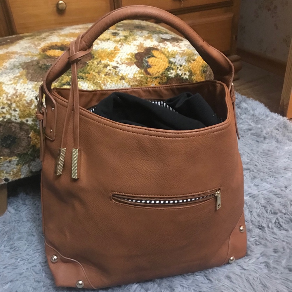 Brown imitation suede bag